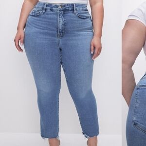 Good American Straight Leg Crop Cut Hem Jeans Size 15